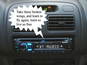 mister mister, broken wings, car stero